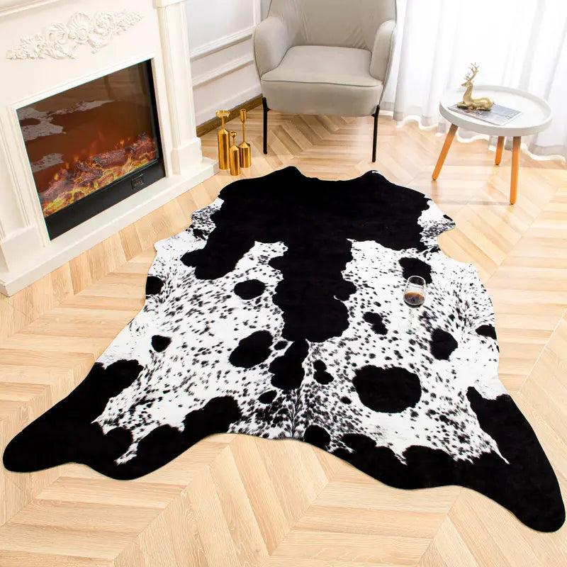 【Mother'S Day Gift】Twinnis Faux Cowhide Rug, Cute Cow Hide Rug for Living Room Bedroom Western Home Decor Faux Fur Cow Print Rugs