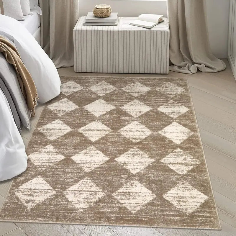 Lahome Washable Rugs,Soft Checkered Rugs for Bedroom Non Slip Living Room Rugs Dining Room Rugs for under Table