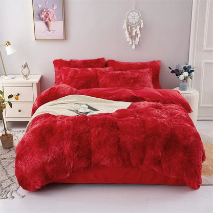 Fluffy Tie Dye Duvet Cover Set, 2/3Pcs Soft Comfortable Plush Duvet Cover & Pillowcase Set without Filler