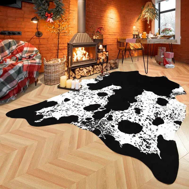 【Mother'S Day Gift】Twinnis Faux Cowhide Rug, Cute Cow Hide Rug for Living Room Bedroom Western Home Decor Faux Fur Cow Print Rugs