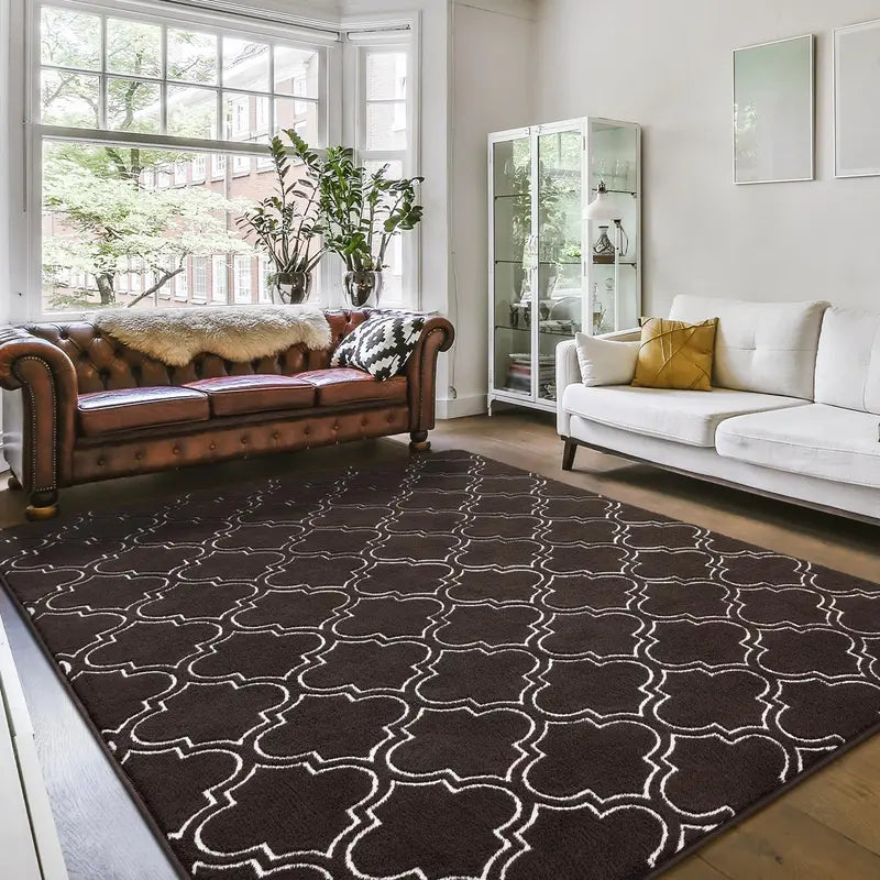 【Mother'S Day Gift】Twinnis Fluffy Indoor Area Rug, Soft Trellis Moroccan Rugs for Bedroom, Shag Modern Area Rug for Living Room Kids Room Nursery, Easy Clean, Geometry Home Decor Low Pile Carpet