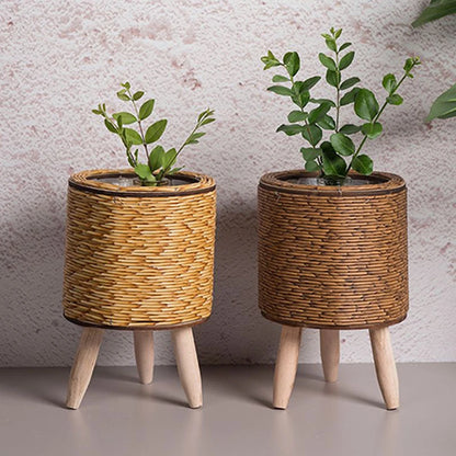 Nordic Flower Shelf Imitation, Rattan Flower Pot Woven 