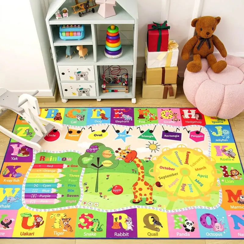 【Mother'S Day Gift】Junovo Kids Playmats Educational Fun Area Rugs Play Mat Soft Animal Learning Rugs Carpet for Children Room Bedroom Playroom