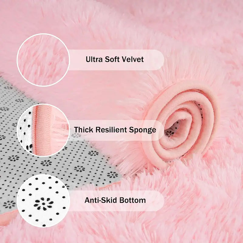 Ultra Soft Fluffy Area Rug for Bedroom Living Room Home Decor, Plush Shaggy Rug for Playroom Dorm Room, Upgraded Modern Furry Rugs for Teen Girls Kids Room Decor, Nursery Rug, 4X6 Feet Pink