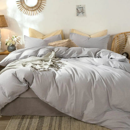 Solid Color Duvet Cover and Pillowcase Set