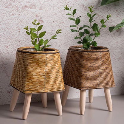 Nordic Flower Shelf Imitation, Rattan Flower Pot Woven 