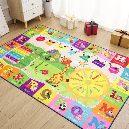 【Mother'S Day Gift】Junovo Kids Playmats Educational Fun Area Rugs Play Mat Soft Animal Learning Rugs Carpet for Children Room Bedroom Playroom