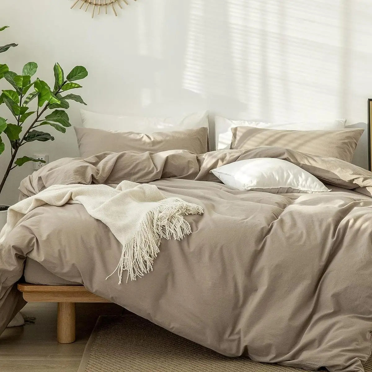 Solid Color Duvet Cover and Pillowcase Set