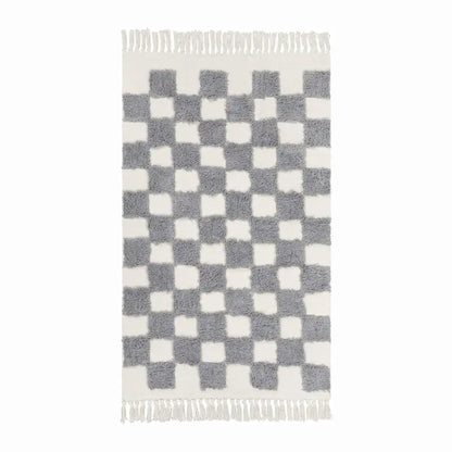 Lahome Checkered Boho Area Rugs for Bedroom ,Washable Area Rug Indoor Bath Door Rugs with Tassels