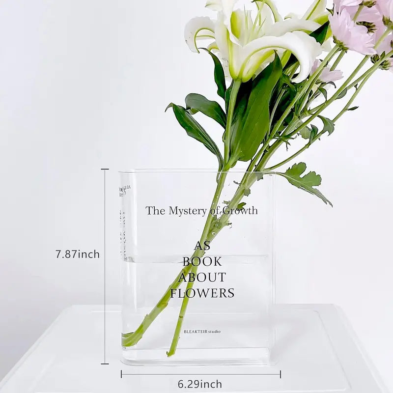 Book Vase for Flowers, Acrylic Clear Book Flower Vase