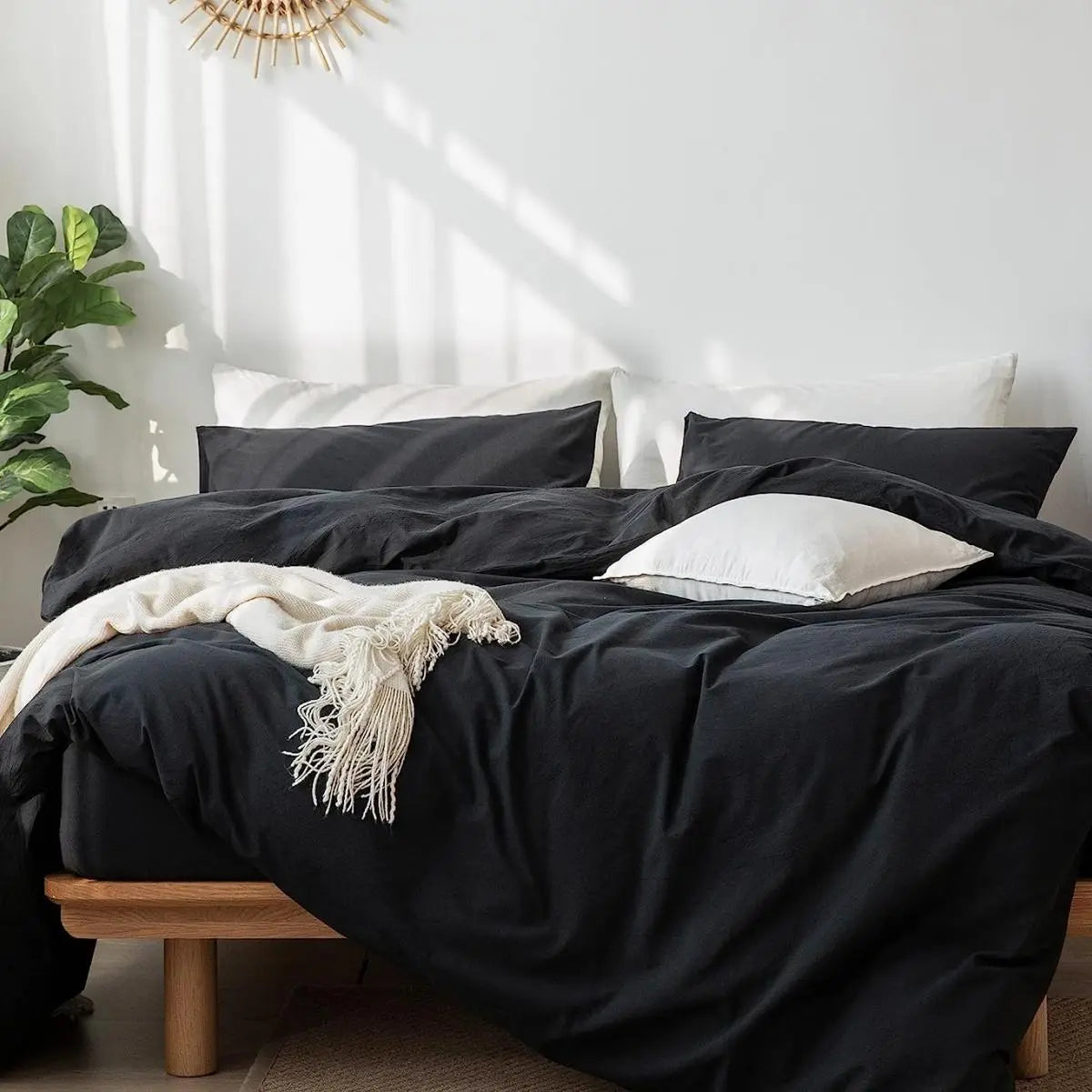 Solid Color Duvet Cover and Pillowcase Set