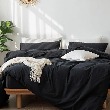 Solid Color Duvet Cover and Pillowcase Set