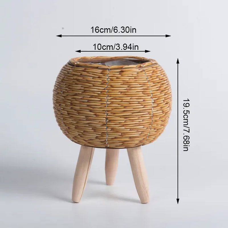 Nordic Flower Shelf Imitation, Rattan Flower Pot Woven 