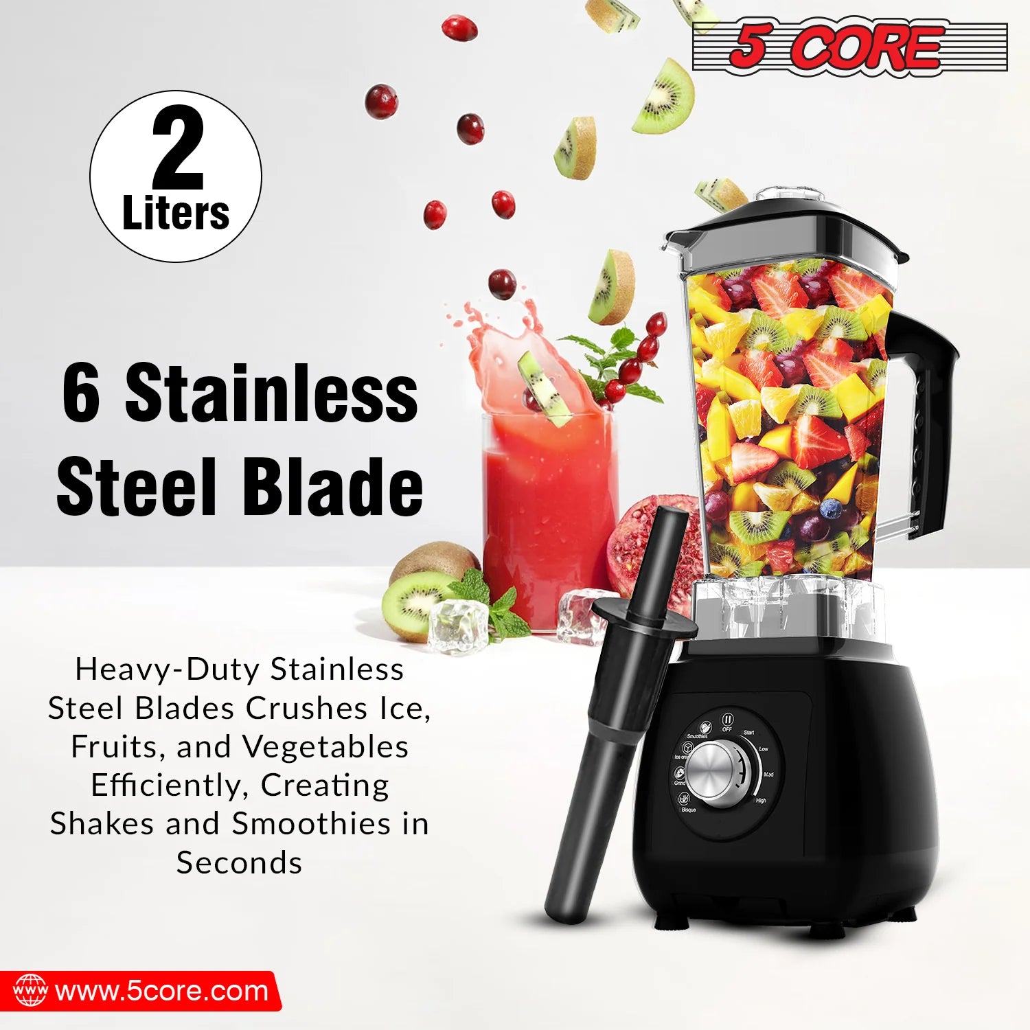 5Core Juicer Blender Machines 2000W High-Speed