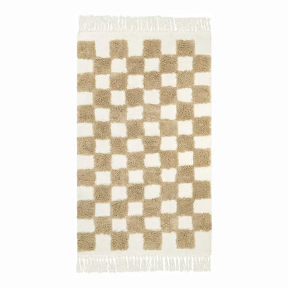 Lahome Checkered Boho Area Rugs for Bedroom ,Washable Area Rug Indoor Bath Door Rugs with Tassels