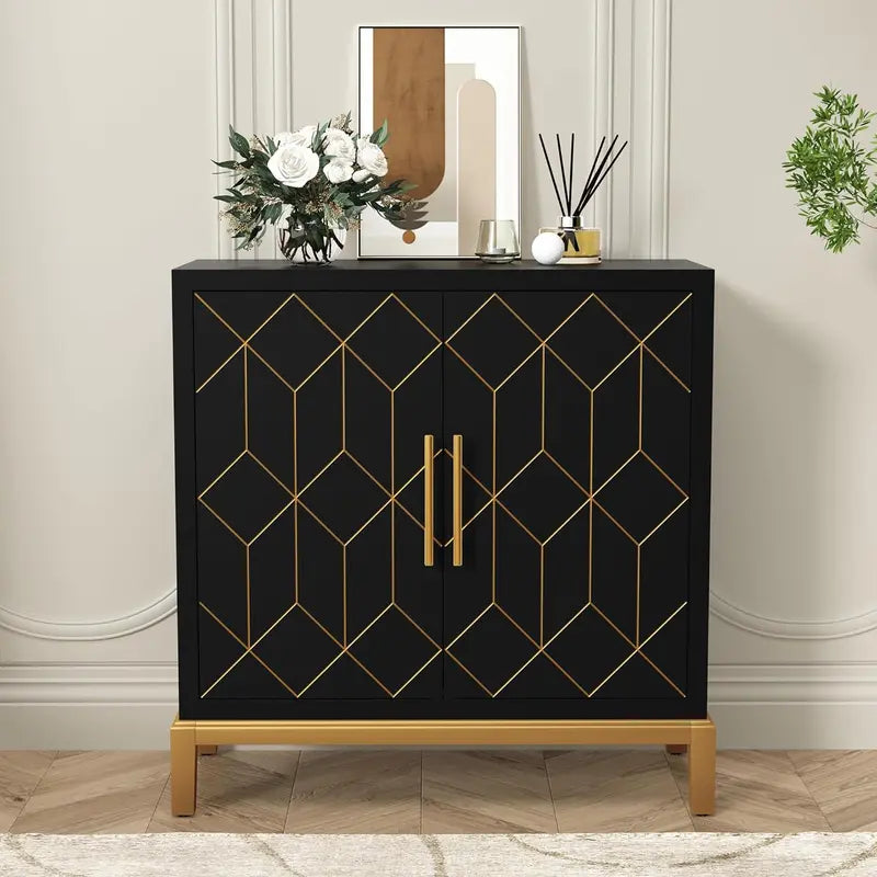 HLR Accent Cabinet with Doors, Modern Wooden Sideboard