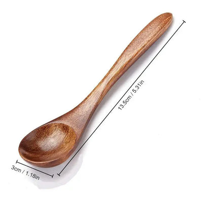 6Pcs/Set Wooden Spoon with Long Handle Portable Durable Coffee Spoon