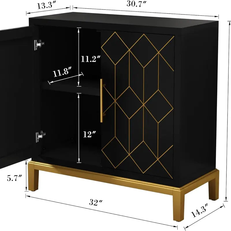 HLR Accent Cabinet with Doors, Modern Wooden Sideboard