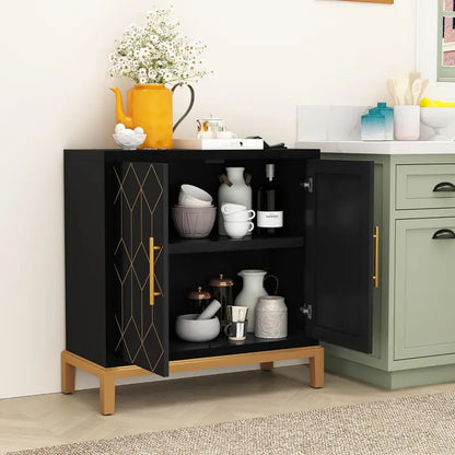 HLR Accent Cabinet with Doors, Modern Wooden Sideboard