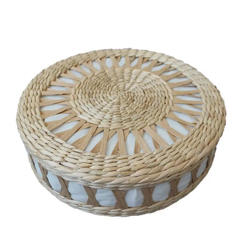 Japanese Style Tatami Futon Meditation Cushion Handmade Straw round Yoga Cushion Floor Cushions Thicken Chair Cushion Home Decor