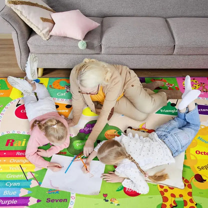 【Mother'S Day Gift】Junovo Kids Playmats Educational Fun Area Rugs Play Mat Soft Animal Learning Rugs Carpet for Children Room Bedroom Playroom