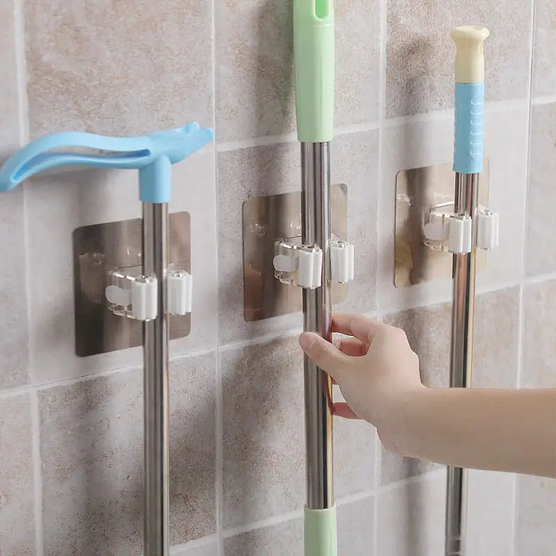 Adhesive Multi-Purpose Broom/Mop Holder