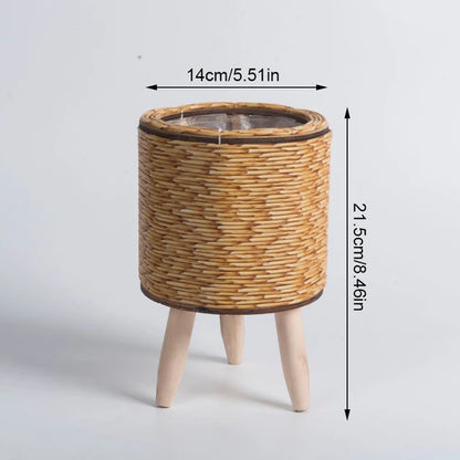 Nordic Flower Shelf Imitation, Rattan Flower Pot Woven 