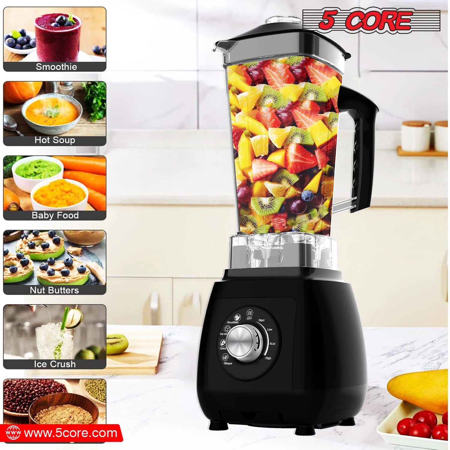 5Core Juicer Blender Machines 2000W High-Speed