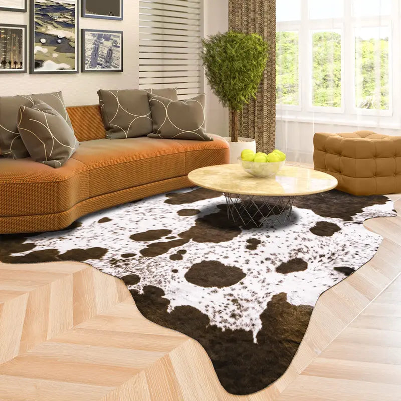 【Mother'S Day Gift】Twinnis Faux Cowhide Rug, Cute Cow Hide Rug for Living Room Bedroom Western Home Decor Faux Fur Cow Print Rugs