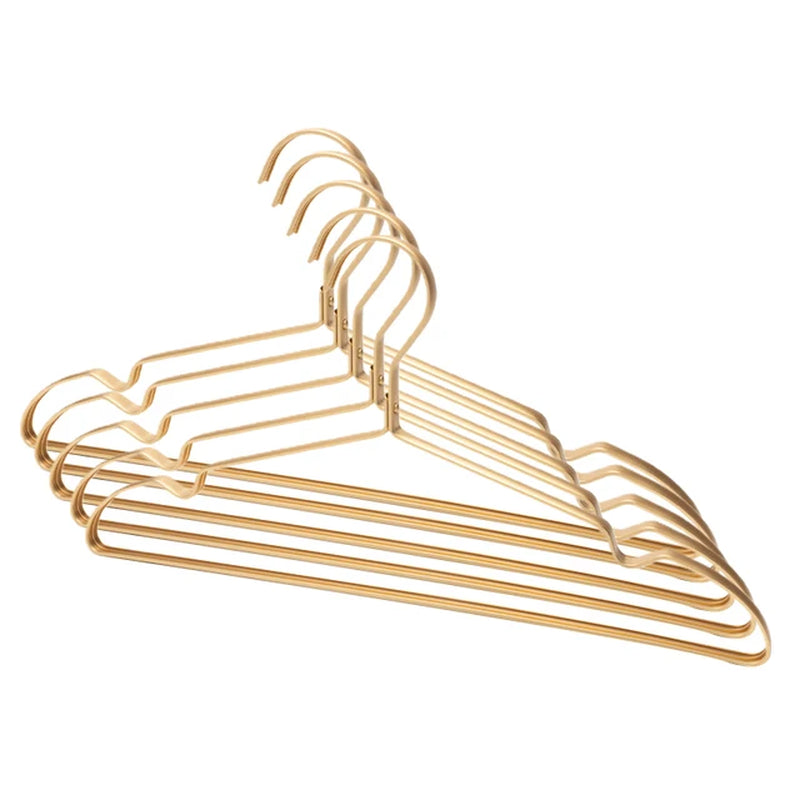 5/10Pcs Matte Gold Clothes Hanger Aluminum Alloy Clothing Drying Rack anti -Slip Dress Towel Coat Hangers Wardrobe Organizer