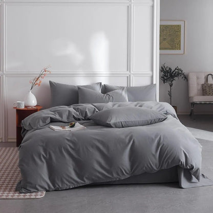 Solid Color Duvet Cover and Pillowcase Set