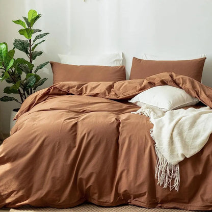 Solid Color Duvet Cover and Pillowcase Set