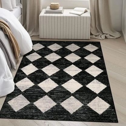 Lahome Washable Rugs,Soft Checkered Rugs for Bedroom Non Slip Living Room Rugs Dining Room Rugs for under Table