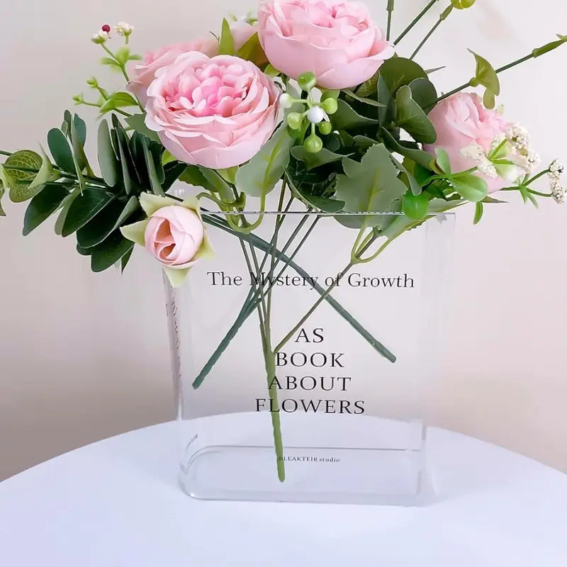 Book Vase for Flowers, Acrylic Clear Book Flower Vase