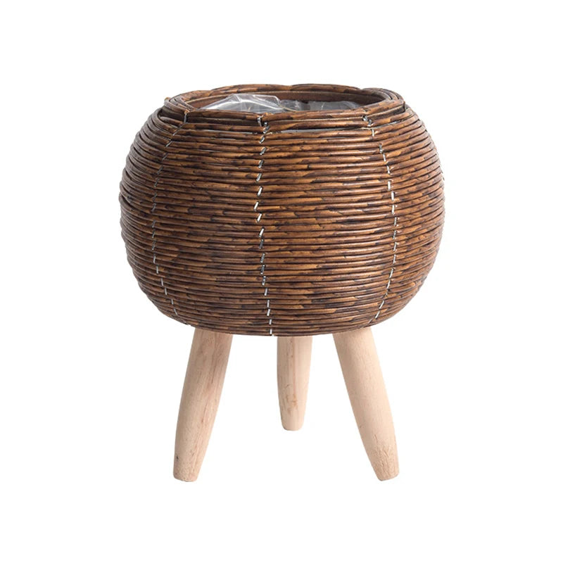 Nordic Flower Shelf Imitation, Rattan Flower Pot Woven 