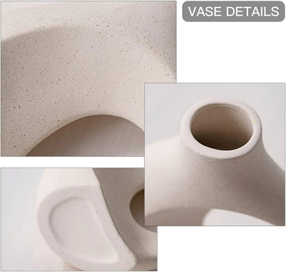 White Ceramic Vase Set of 2 for Modern Home Decor