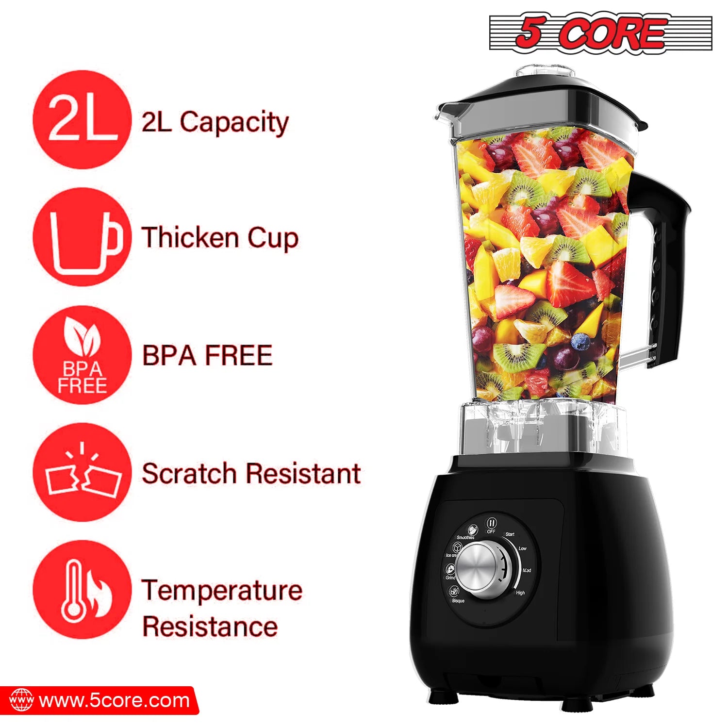 5Core Juicer Blender Machines 2000W High-Speed