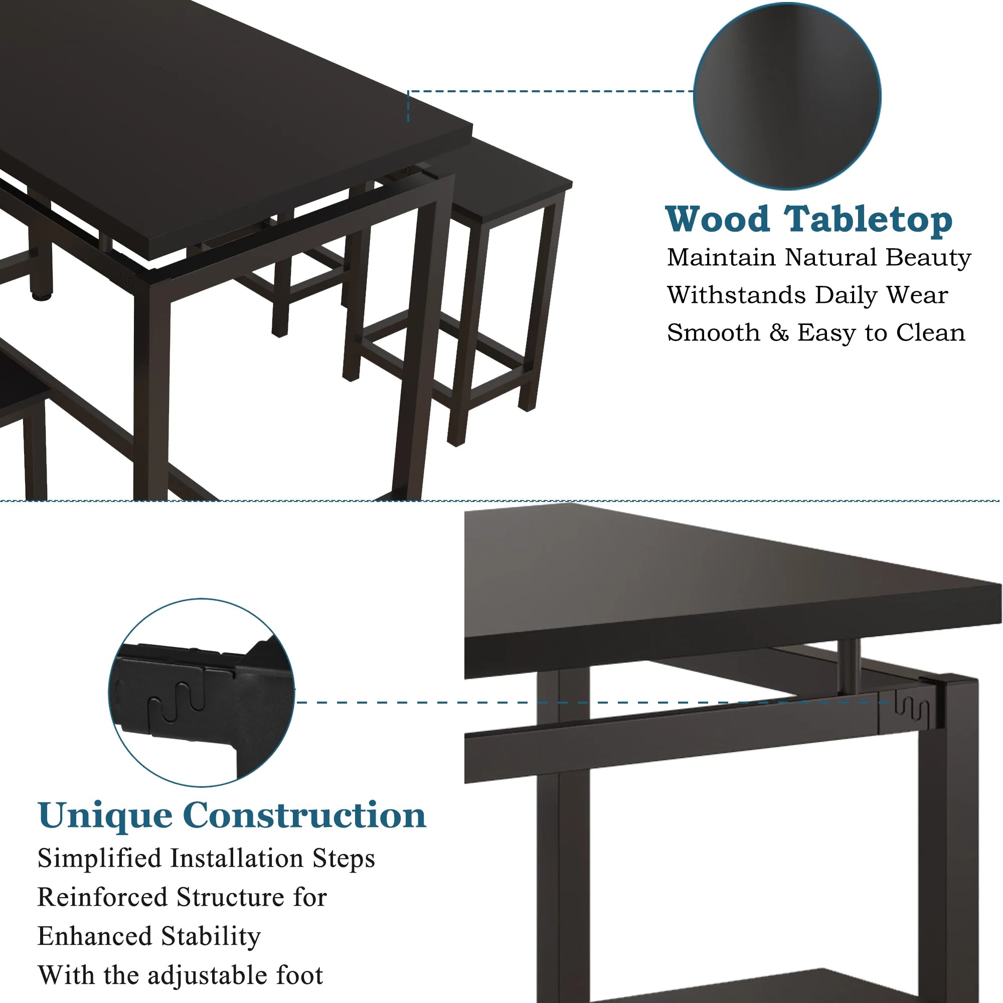 Counter Height Dining Set for 4 Set