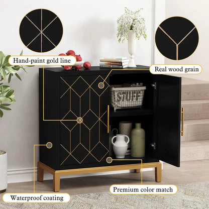 HLR Accent Cabinet with Doors, Modern Wooden Sideboard