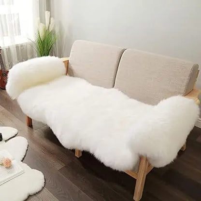 Wampii-Wh Genuine Sheep Fur Rug, Fluffy Shaggy Area Rug Ultra Soft, White Fuzzy Rug, Decor Throw Rugs for Bedroom, Kids Room, Living Room