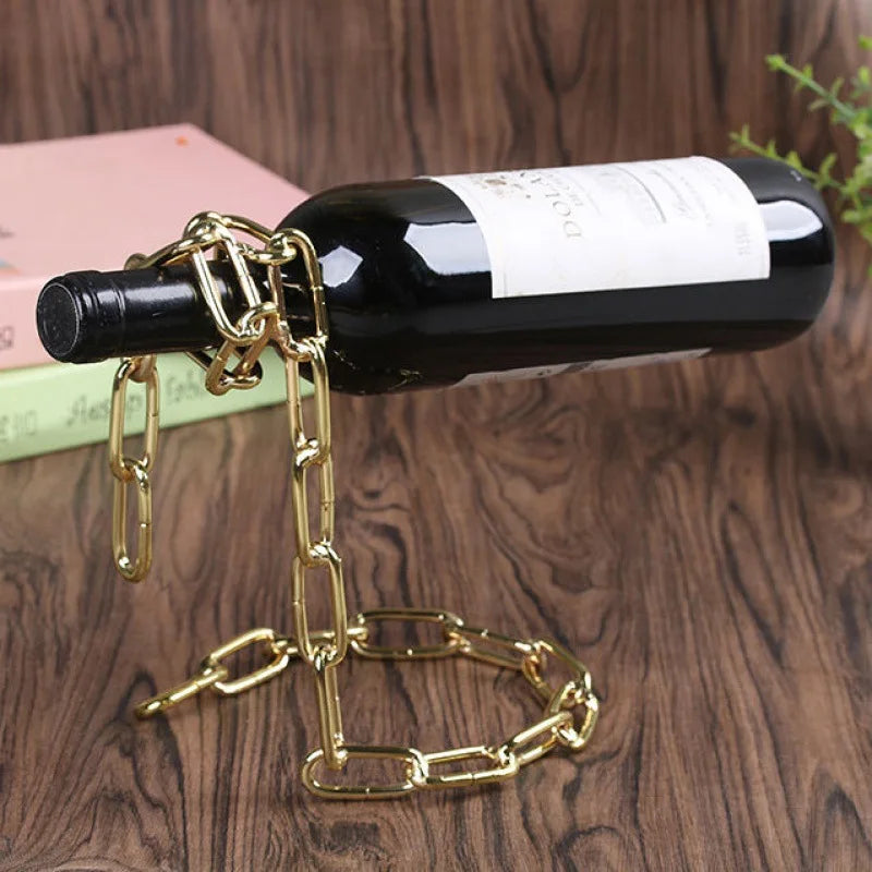 Wine Rack Decoration Suspended Iron Chain Red Wine Rack Living Room Wine Bottle European Restaurant Decoration Shelf Winecabinet