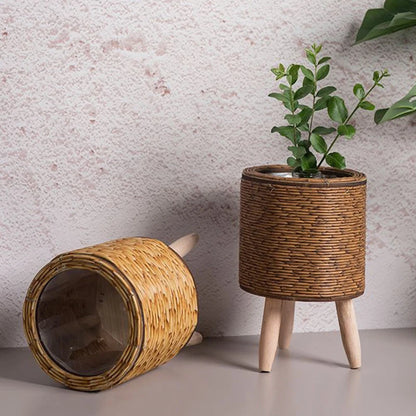 Nordic Flower Shelf Imitation, Rattan Flower Pot Woven 