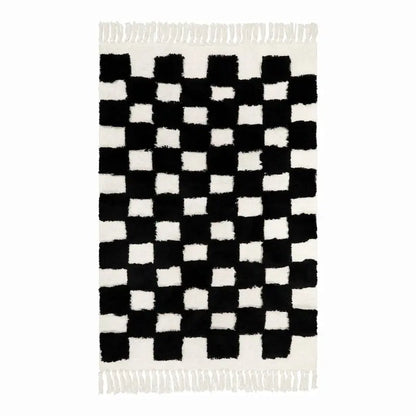 Lahome Checkered Boho Area Rugs for Bedroom ,Washable Area Rug Indoor Bath Door Rugs with Tassels