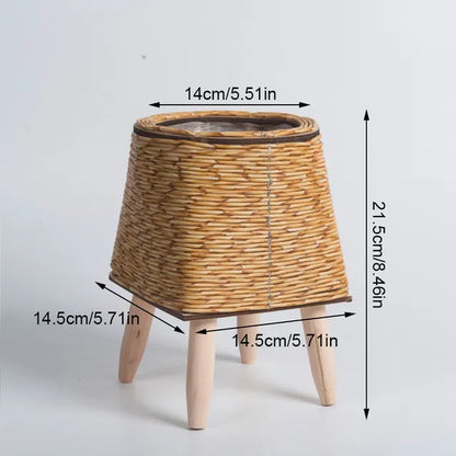 Nordic Flower Shelf Imitation, Rattan Flower Pot Woven 