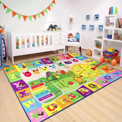 【Mother'S Day Gift】Junovo Kids Playmats Educational Fun Area Rugs Play Mat Soft Animal Learning Rugs Carpet for Children Room Bedroom Playroom