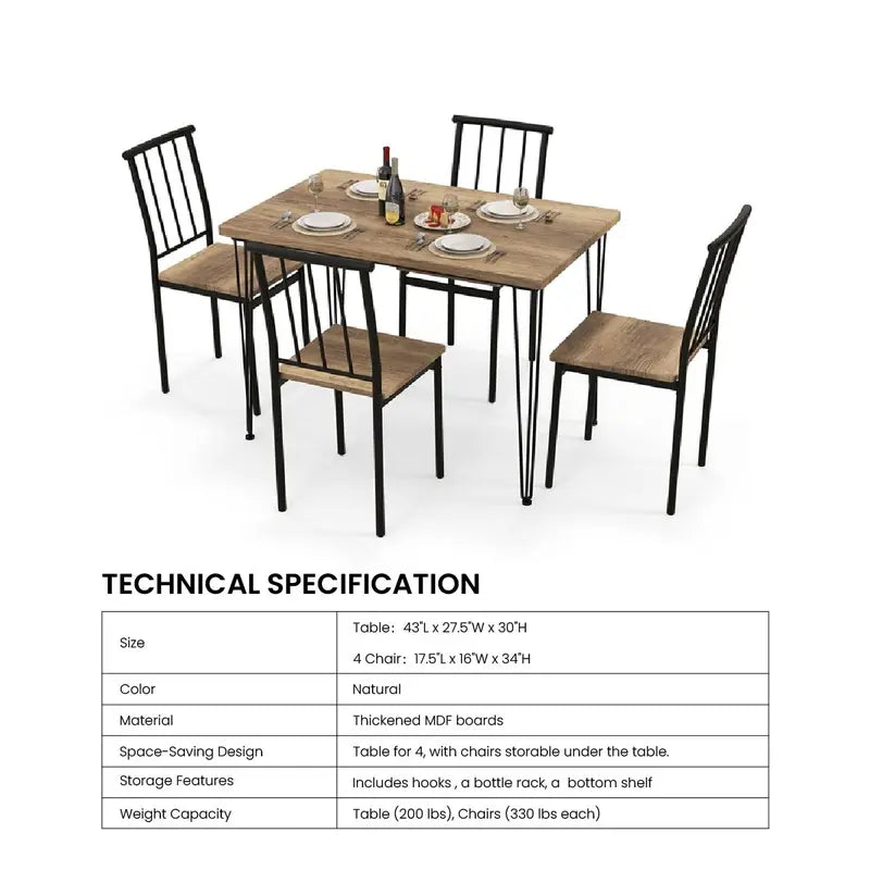 Giantex Dining Table Set, Kitchen Table, Dining Chairs